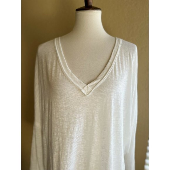 Free People Womens White On My Mind Oversized Light V-Neck Shirt By We The Free - Picture 8 of 11